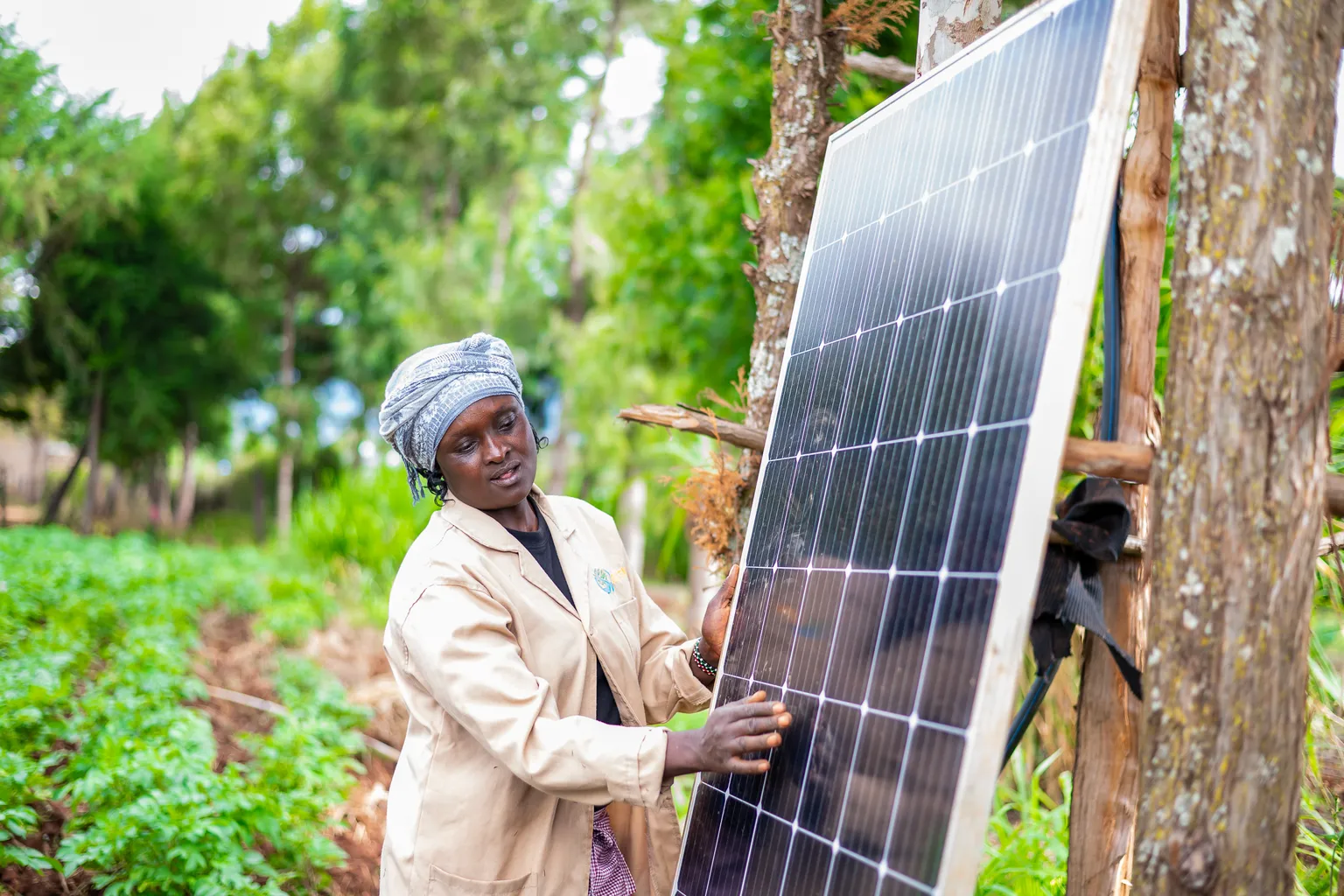 A farmer using solar  for irrigation