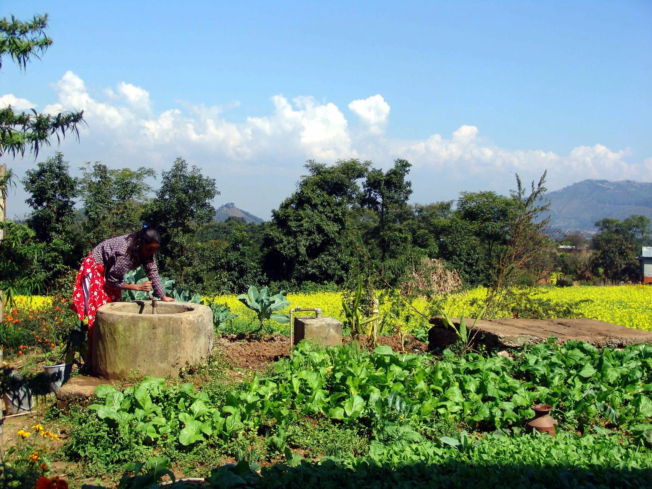 Woman prepares biogas in Nepal