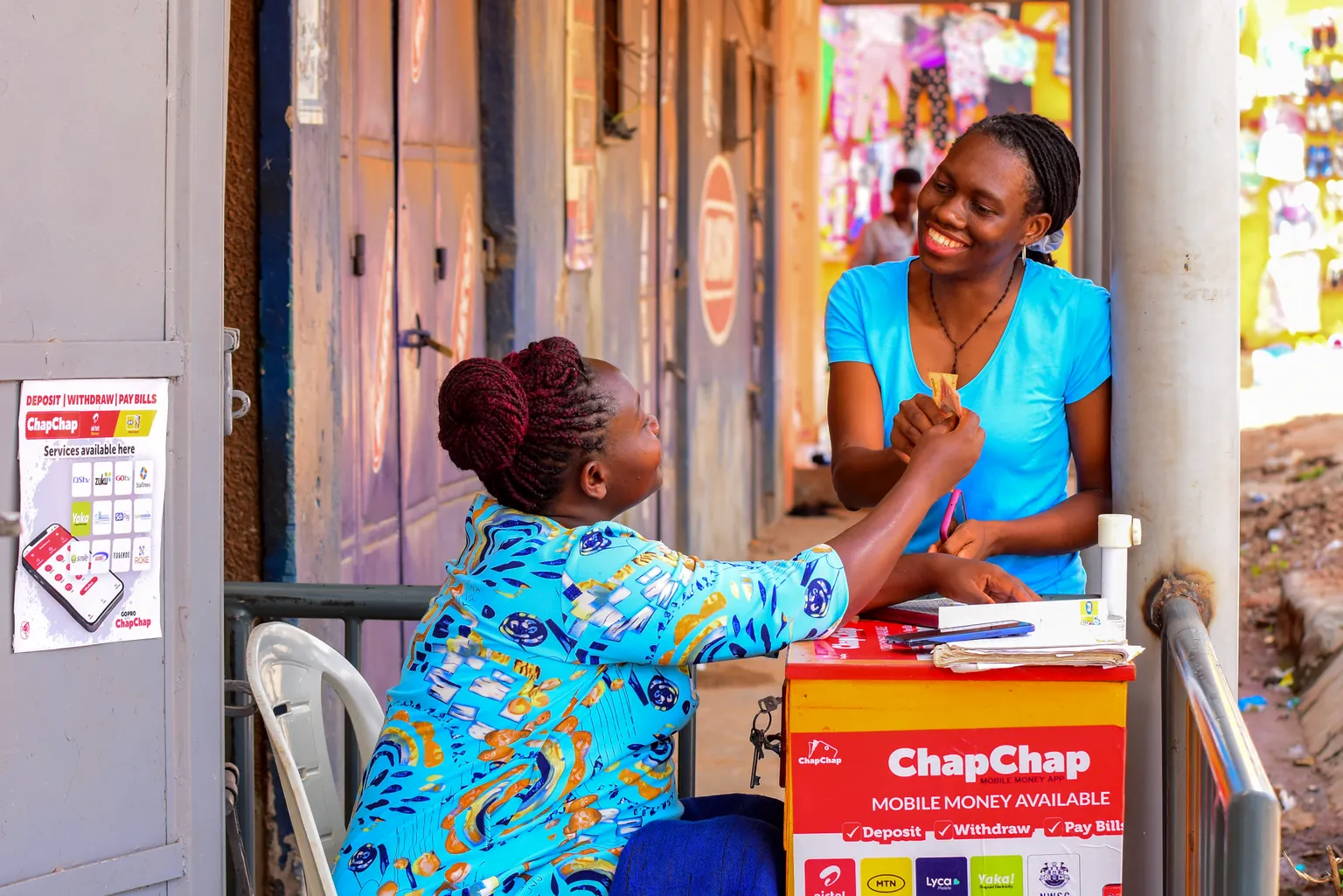 cash receiving from an agent at the market place