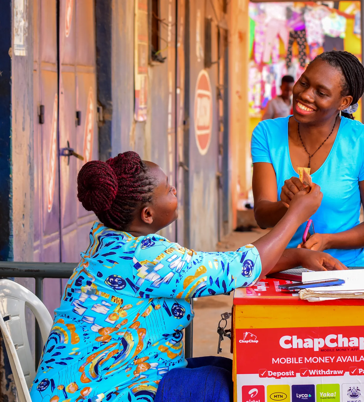 cash receiving from an agent at the market place