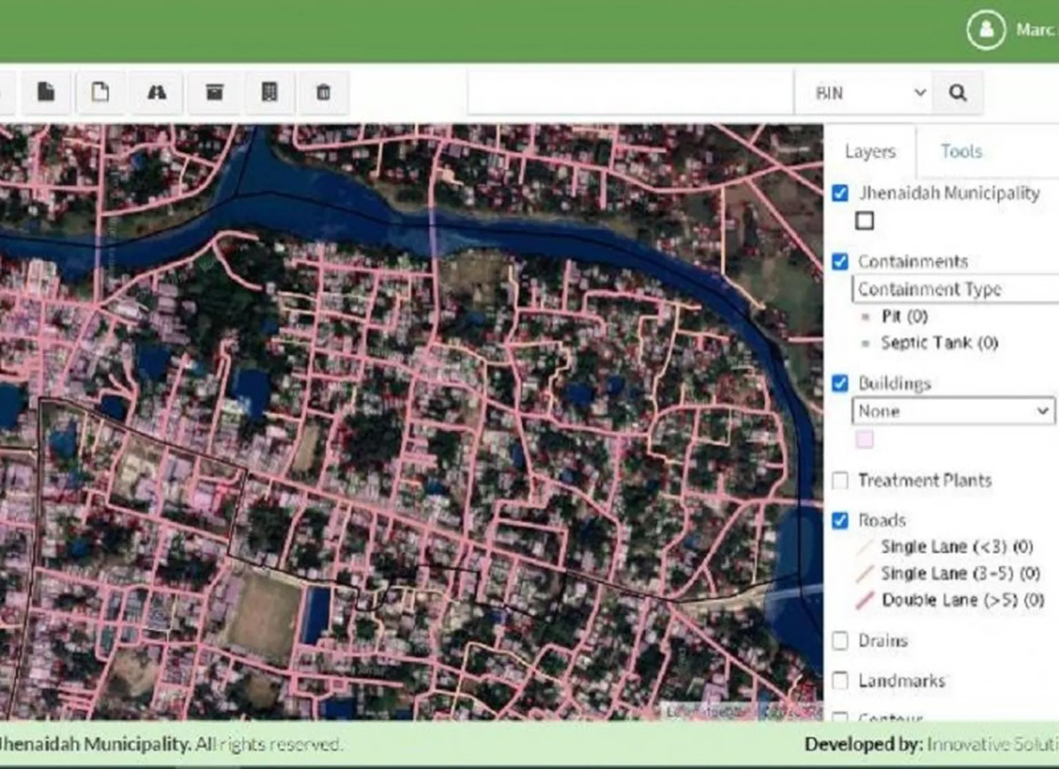 Jhenaidah GIS data covering over 27k buildings and 20k containments