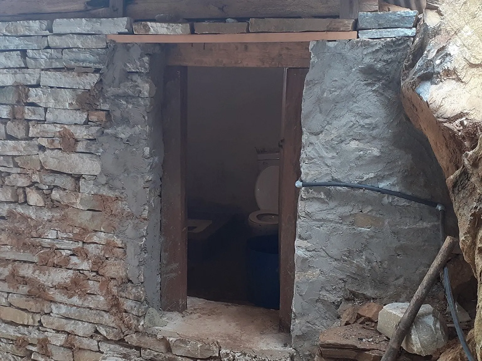 Interior of toilet in construction