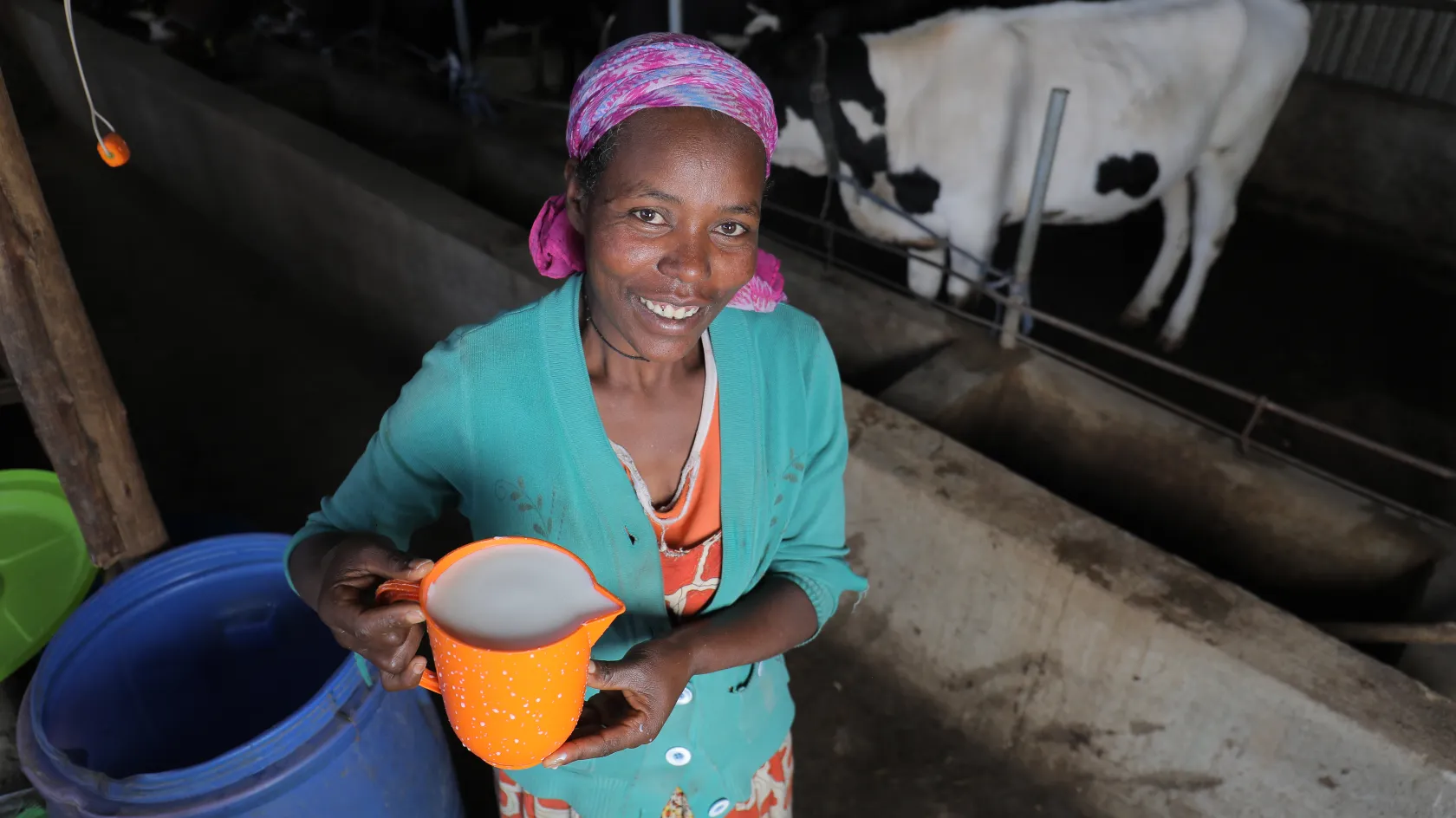woman with cup of milk